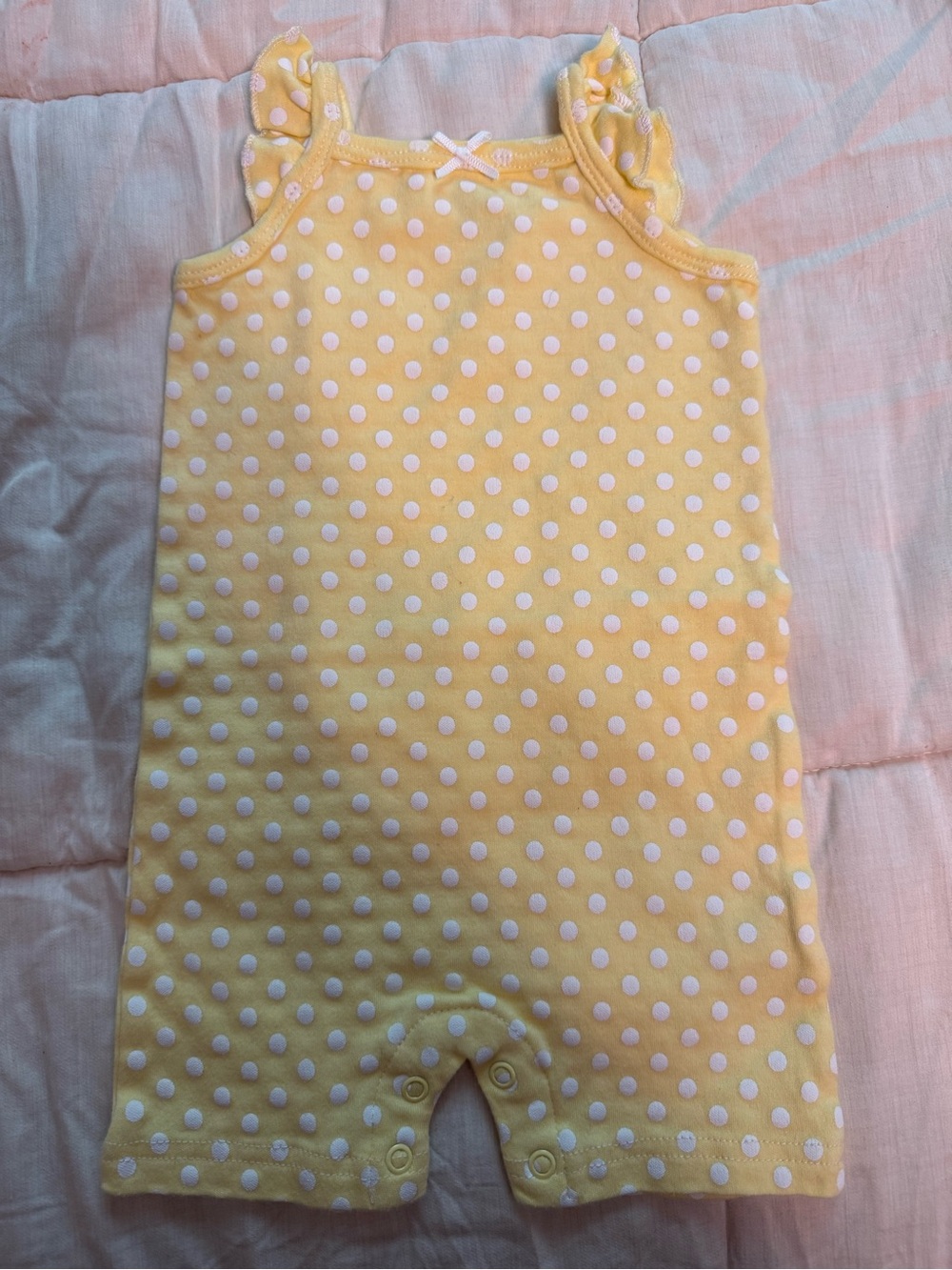 Vintage HB Cotton Toddler Yellow Polka Dot One-Piece Romper 3-6M